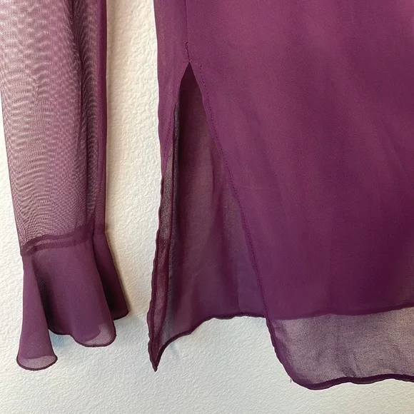 Zara sheer purple long sleeve blouse with ruffle detail size S - Picture 5 of 7